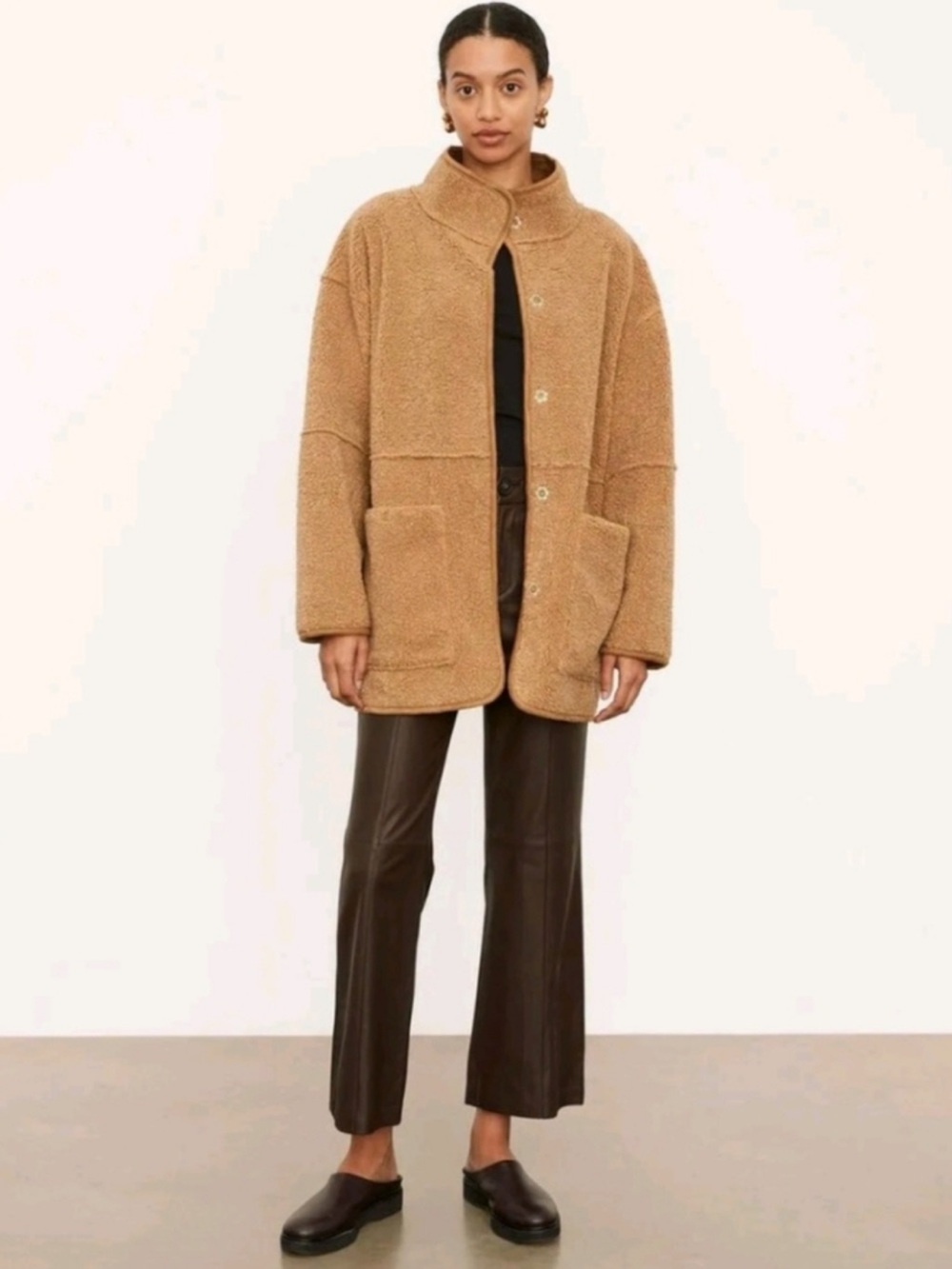 Women's Camel oversized sherpa jacket Coat - Cozy Oversized Jacket large